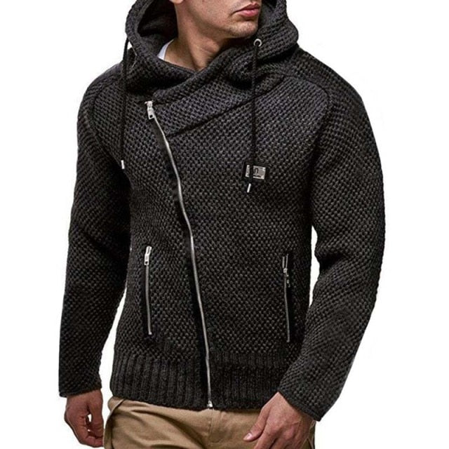 Black Casual Zipper Cardigan Warm Hoodie