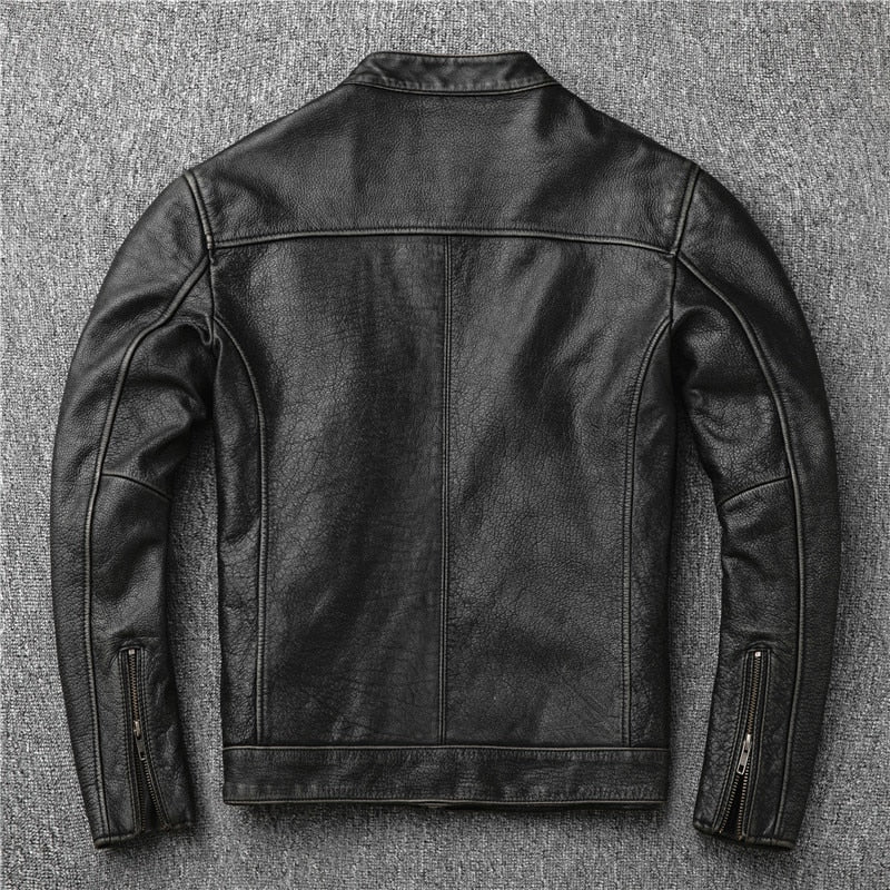 Black Genuine Leather Slim Fit Motorcycle Jacket