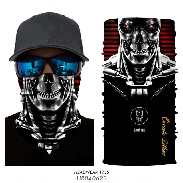 3D Skull Printed Breathable Bandana