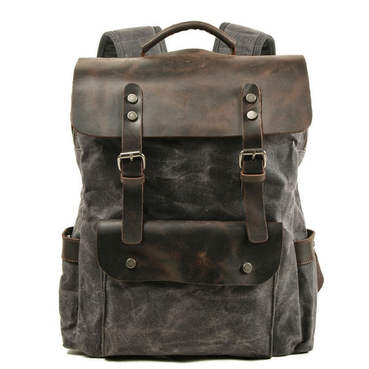 Cotton Waxed Canvas Leather Backpack