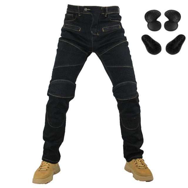 Motocross Racing Protective Pads Denim Jeans Pants