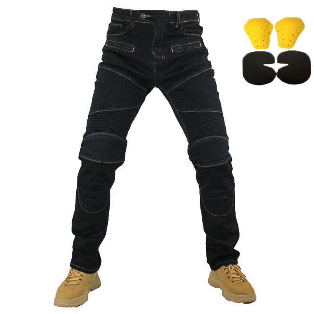 Motocross Racing Protective Pads Denim Jeans Pants