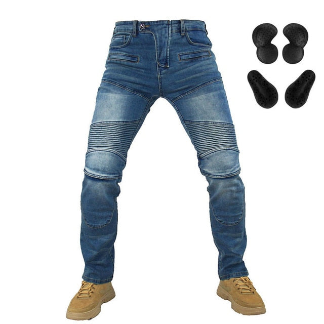 Motocross Racing Protective Pads Denim Jeans Pants