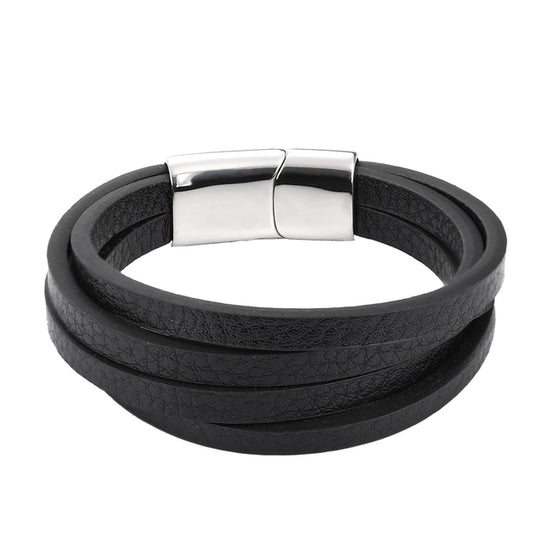 Genuine Leather Multi Layer Charm Bracelet