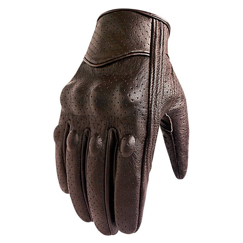 Brown Leather Motorcycle Gloves