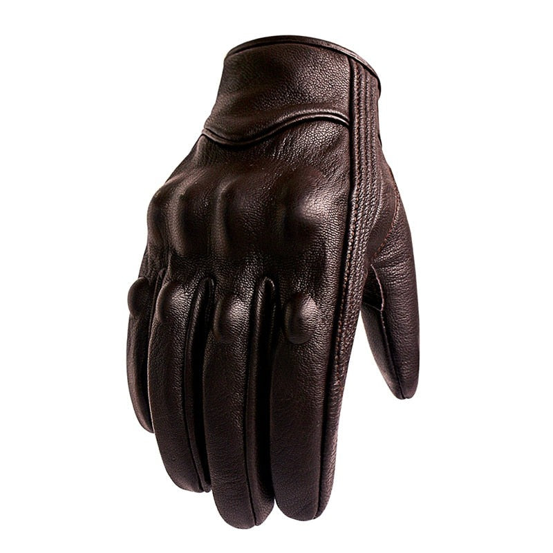 Brown Leather Motorcycle Gloves