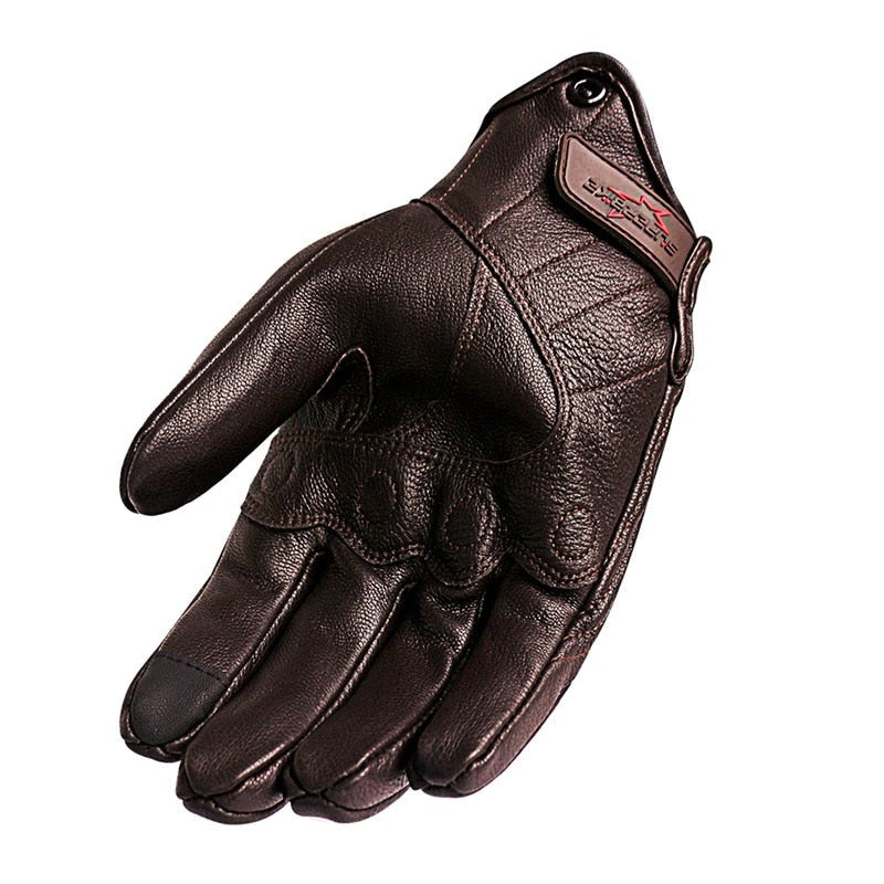 Brown Leather Motorcycle Gloves