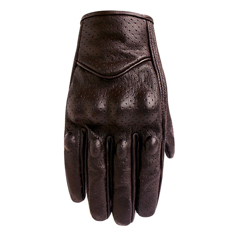 Brown Leather Motorcycle Gloves