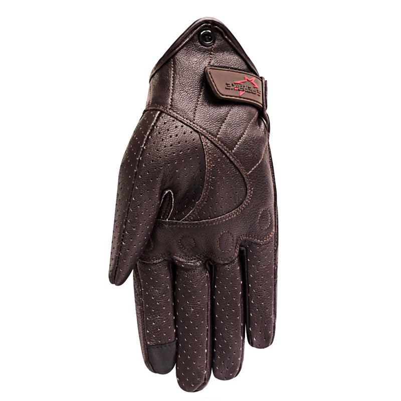 Brown Leather Motorcycle Gloves