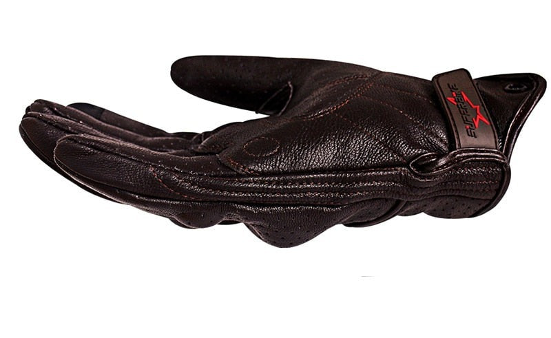 Brown Leather Motorcycle Gloves