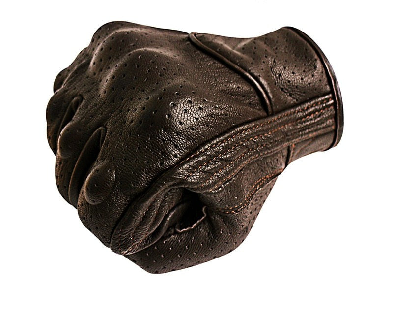 Brown Leather Motorcycle Gloves