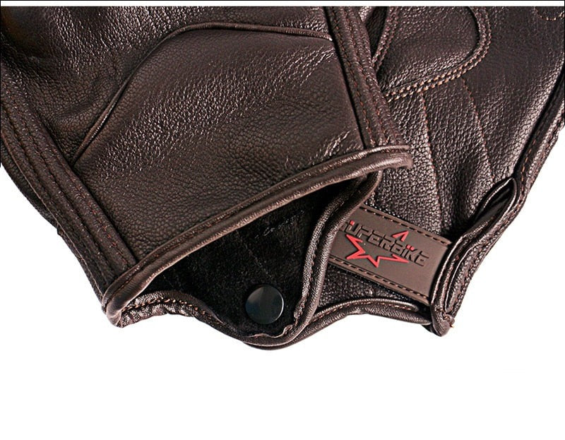 Brown Leather Motorcycle Gloves