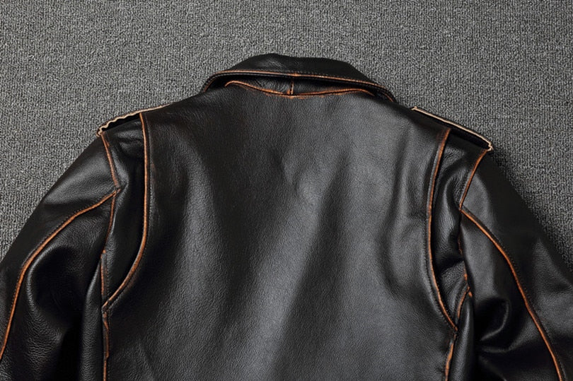 Black Genuine Leather Vintage Motorcycle Jacket