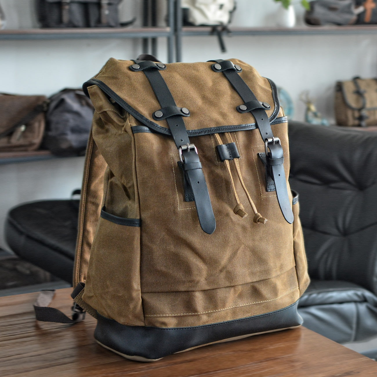 Retro Wax Canvas Leather Backpack