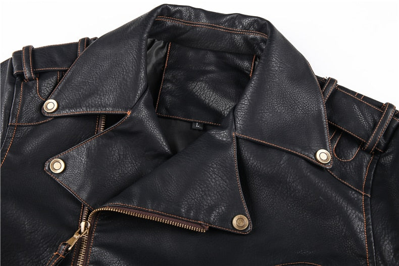 Black PU Leather Motorcycle Jacket