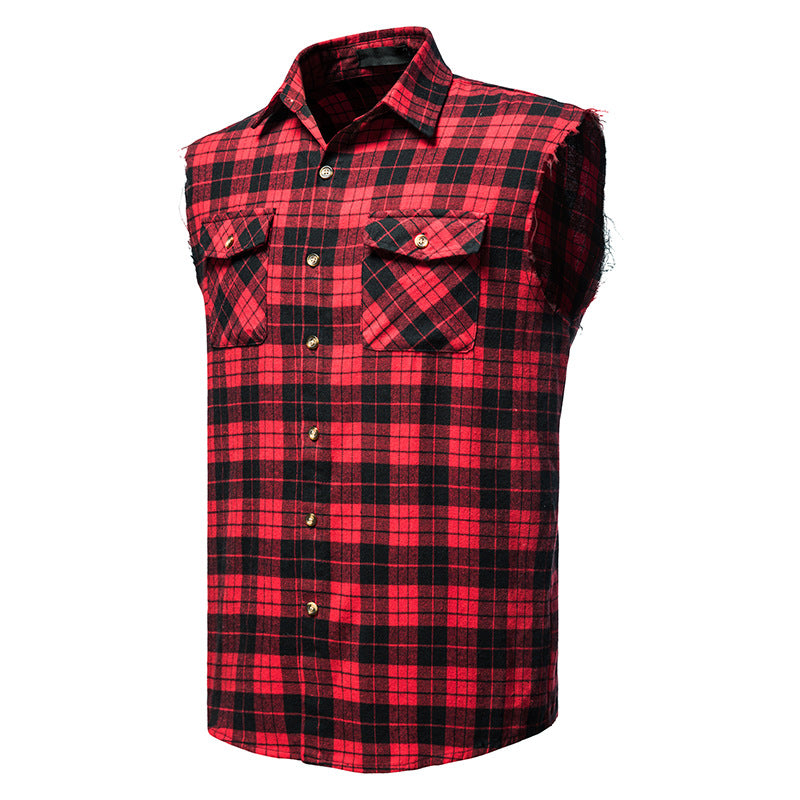 Flannel Plaid Double Pocket Vest