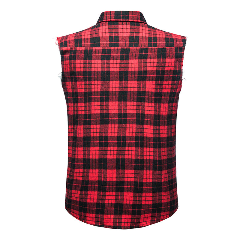 Flannel Plaid Double Pocket Vest