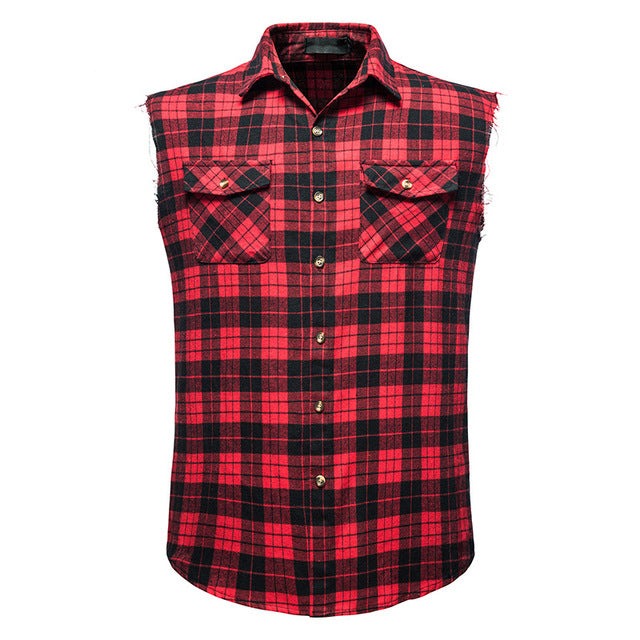 Flannel Plaid Double Pocket Vest