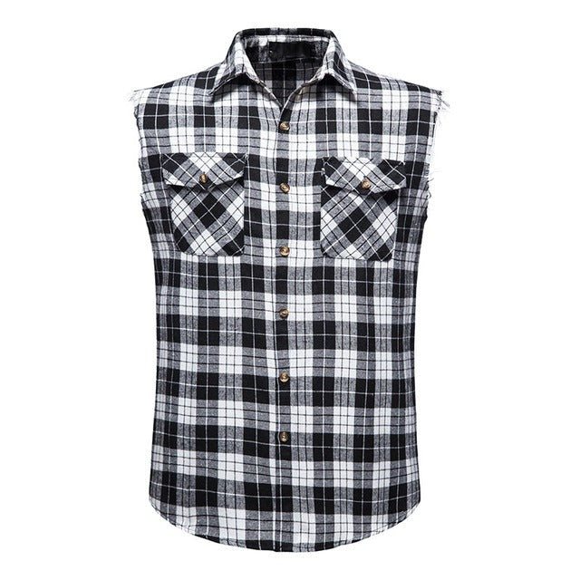 Flannel Plaid Double Pocket Vest