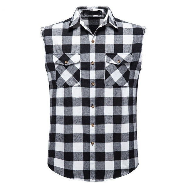 Flannel Plaid Double Pocket Vest