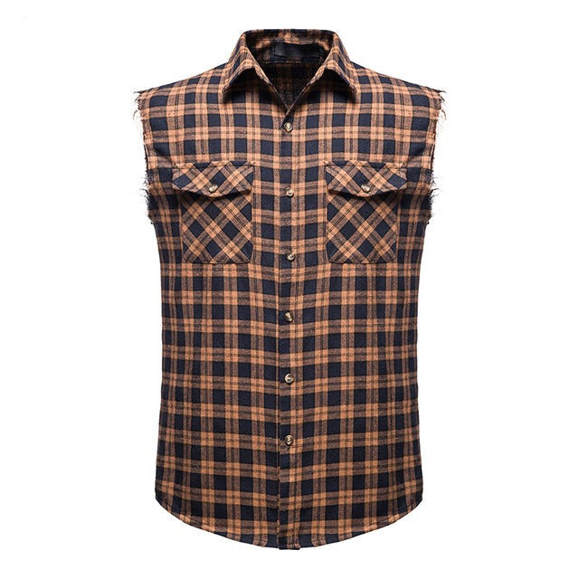 Flannel Plaid Double Pocket Vest