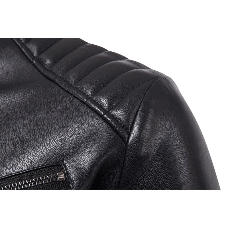 Black PU Leather Motorcycle Jacket