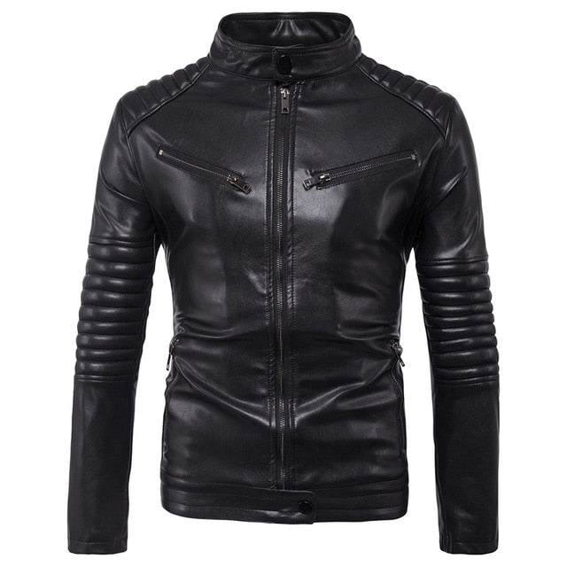 Black PU Leather Motorcycle Jacket