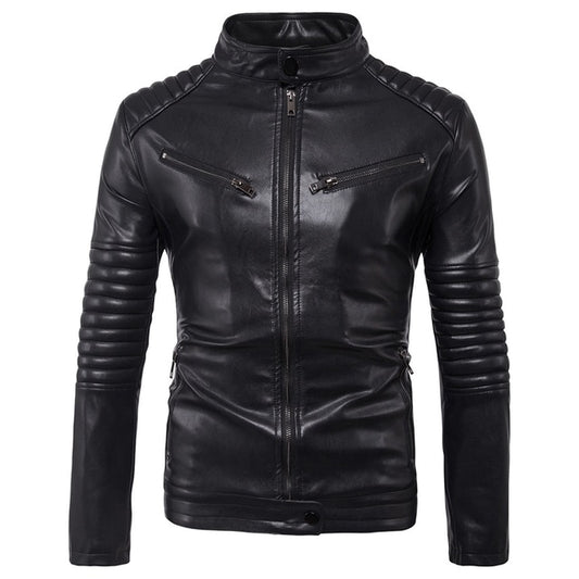 Black PU Leather Motorcycle Jacket