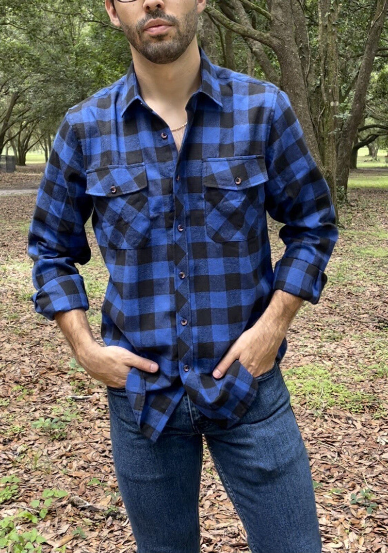 Plaid Flannel Long-Sleeved Shirt