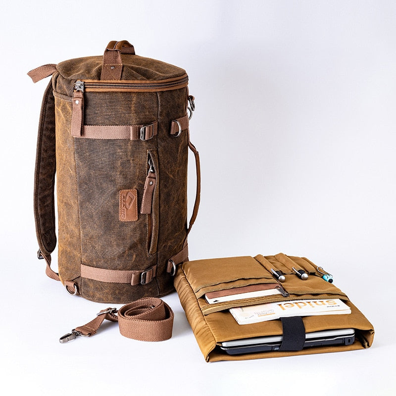 Vintage Retro Motorcycle Canvas Backpack