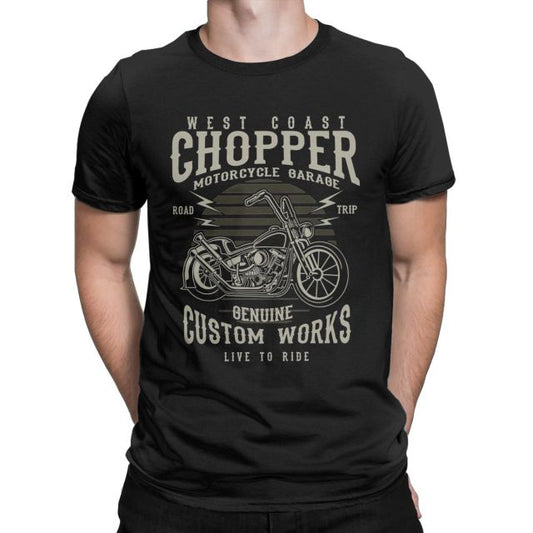 Black Chopper Custom Motor Motorcycle T-Shirt