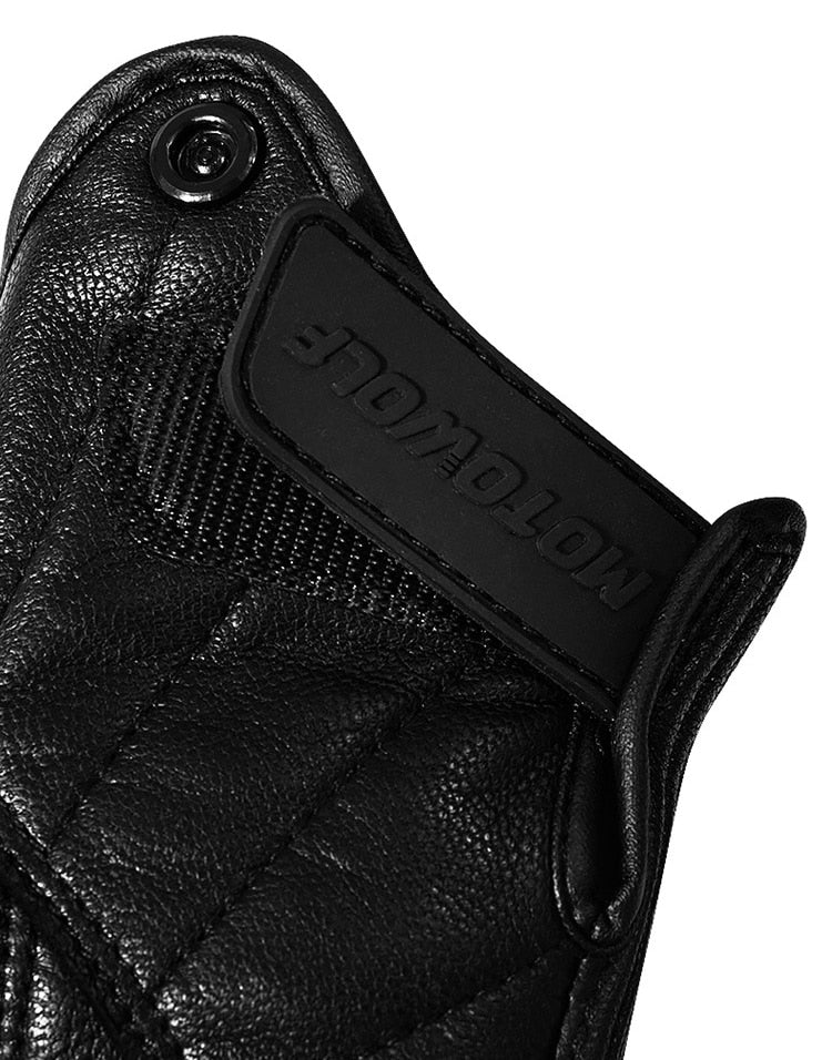 Black Leather Motorcycle Riding Windproof Gloves