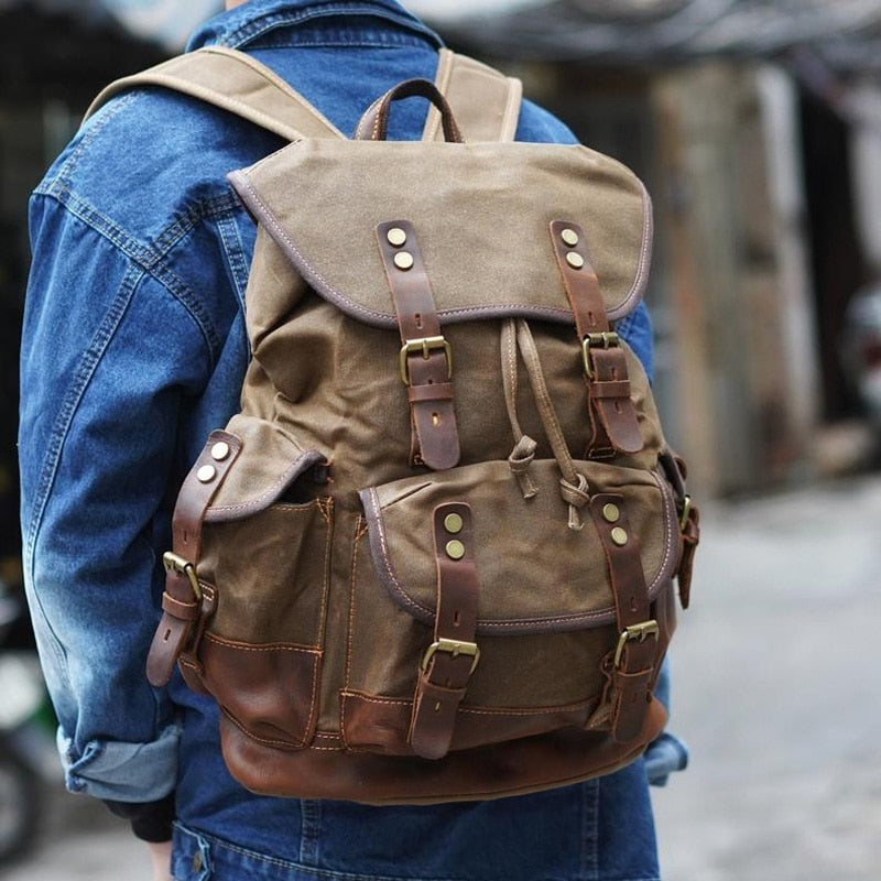 Vintage Waxed Canvas Leisure Backpack