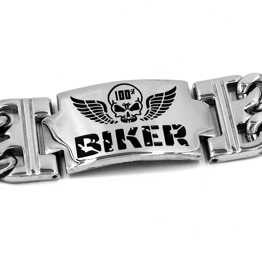 Wings Skull Biker Bracelet