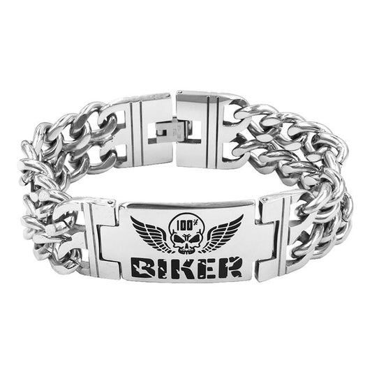 Wings Skull Biker Bracelet