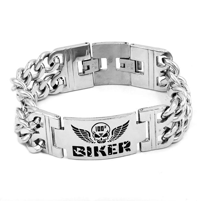 Wings Skull Biker Bracelet