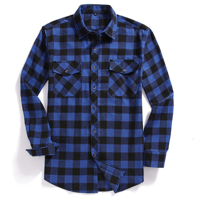 Plaid Flannel Long-Sleeved Shirt