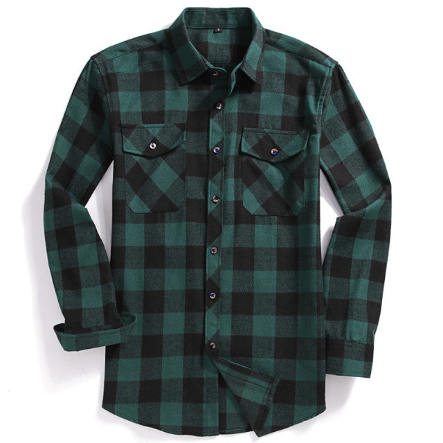 Plaid Flannel Long-Sleeved Shirt