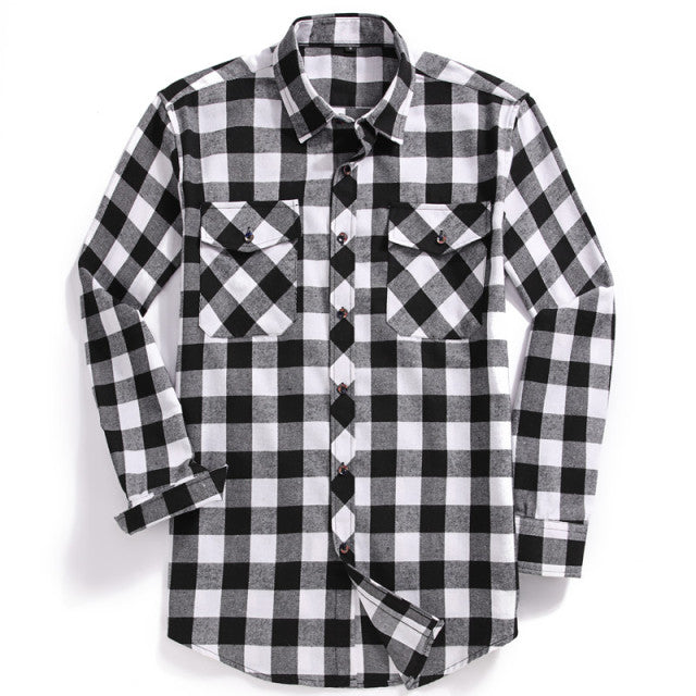 Plaid Flannel Long-Sleeved Shirt