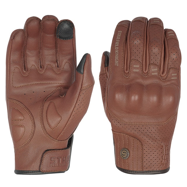 Genuine Leather Retro Motorcycle Gloves