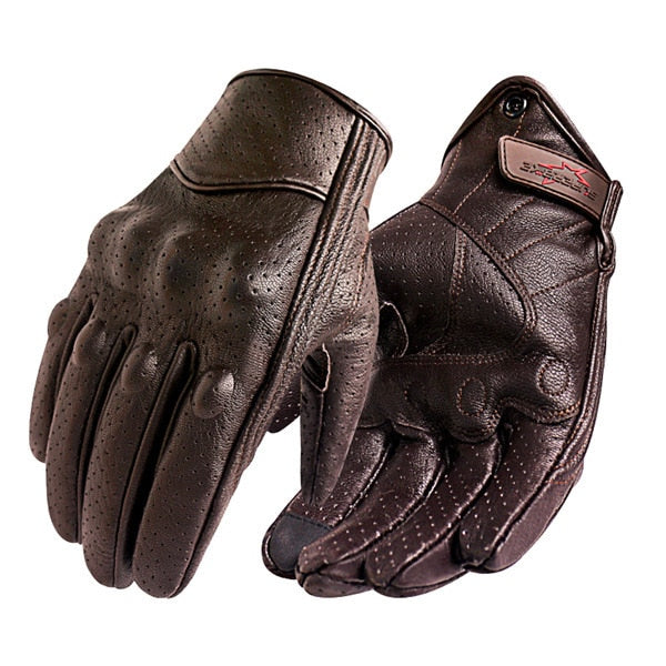 Brown Leather Motorcycle Gloves