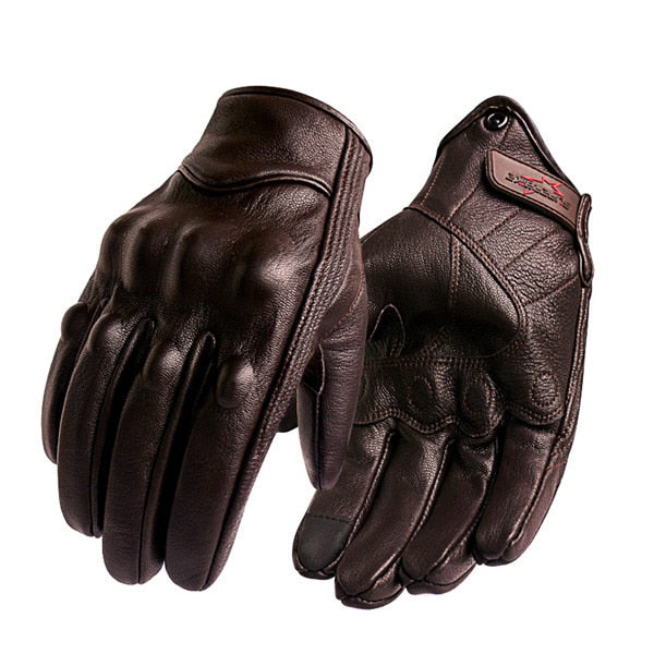 Brown Leather Motorcycle Gloves