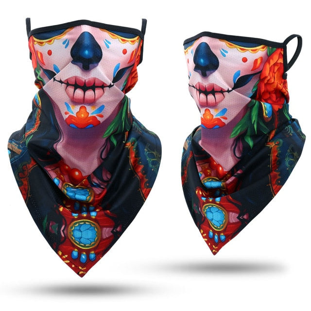 3D Skull Printed Scarf Triangle Bandana