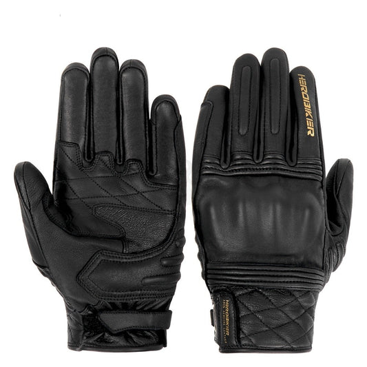 Black Motocross Genuine Leather Gloves