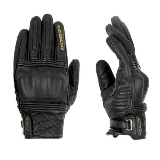 Black Motocross Genuine Leather Gloves