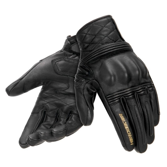 Black Motocross Genuine Leather Gloves