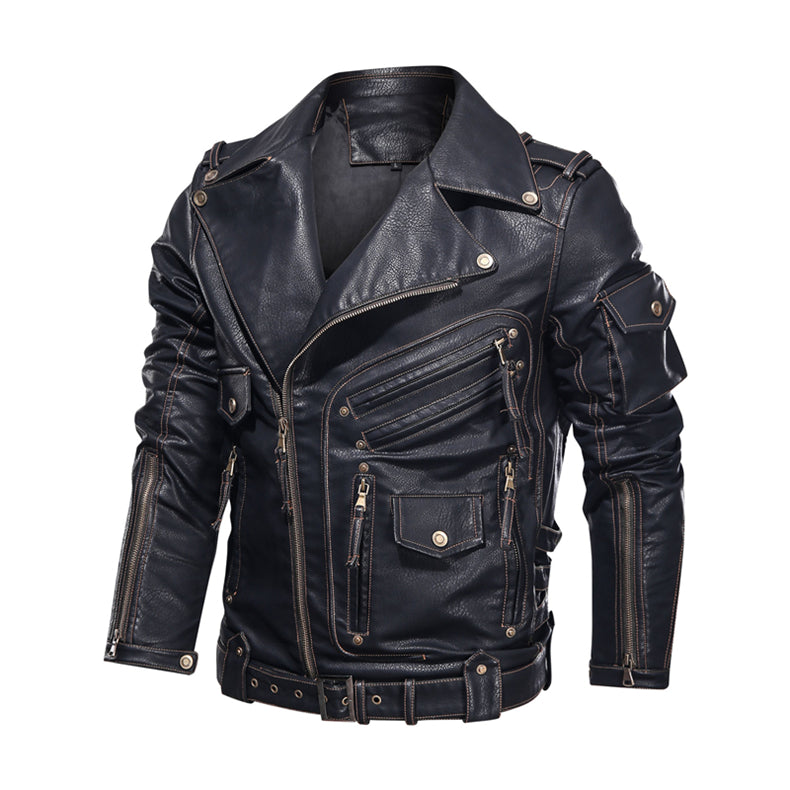 Black PU Leather Motorcycle Jacket