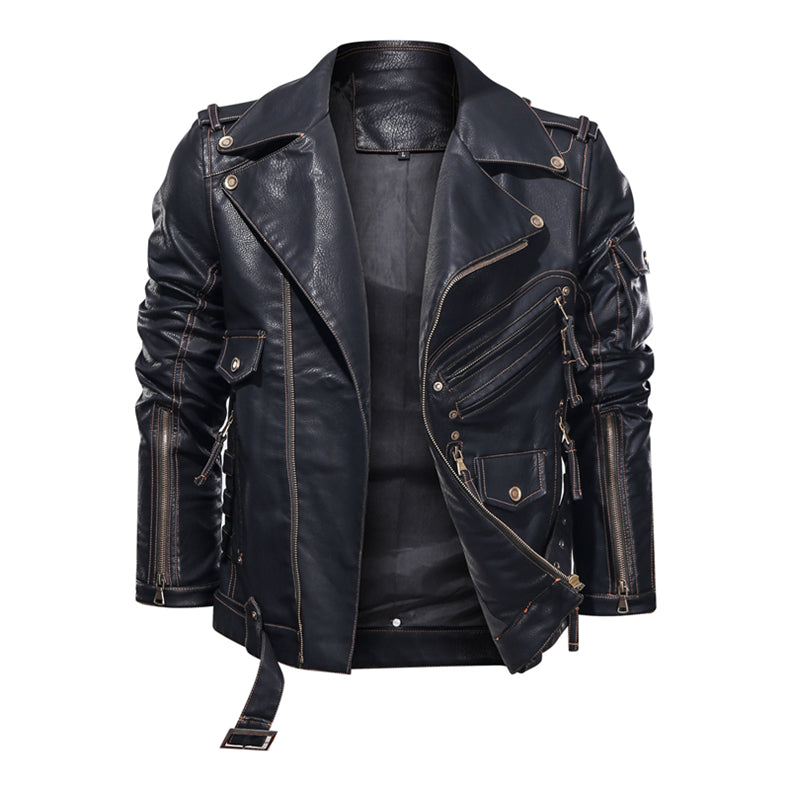 Black PU Leather Motorcycle Jacket