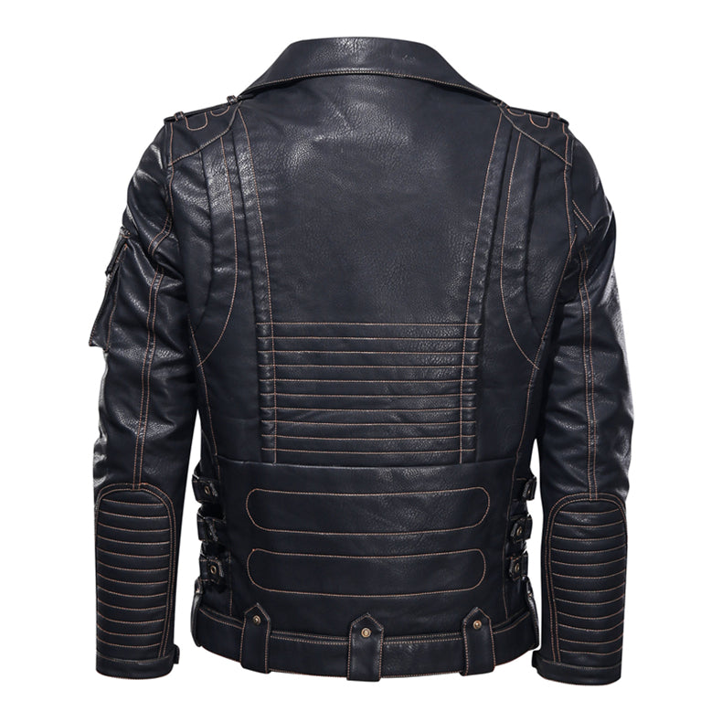 Black PU Leather Motorcycle Jacket