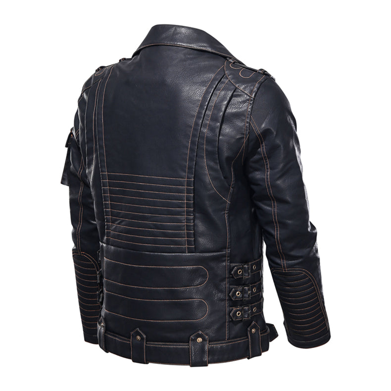 Black PU Leather Motorcycle Jacket